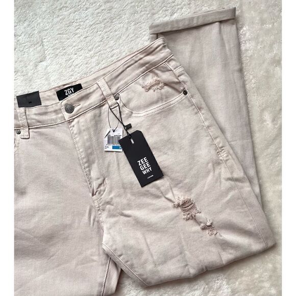 NWT Zeegeewhy ZGY Whatever Crop Slim Tapered Relaxed Distressed Skinny Jeans - Picture 8 of 16